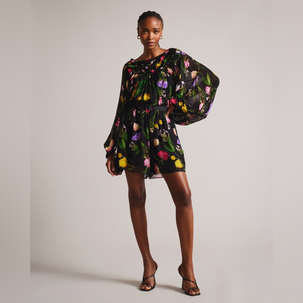 Ted Baker Brookii Ruffled Blouson Sleeve Romper Sz 2 NWT